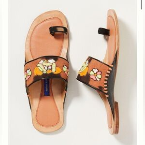 Meher Kakalia Embroidered Toe-Loop Sandals